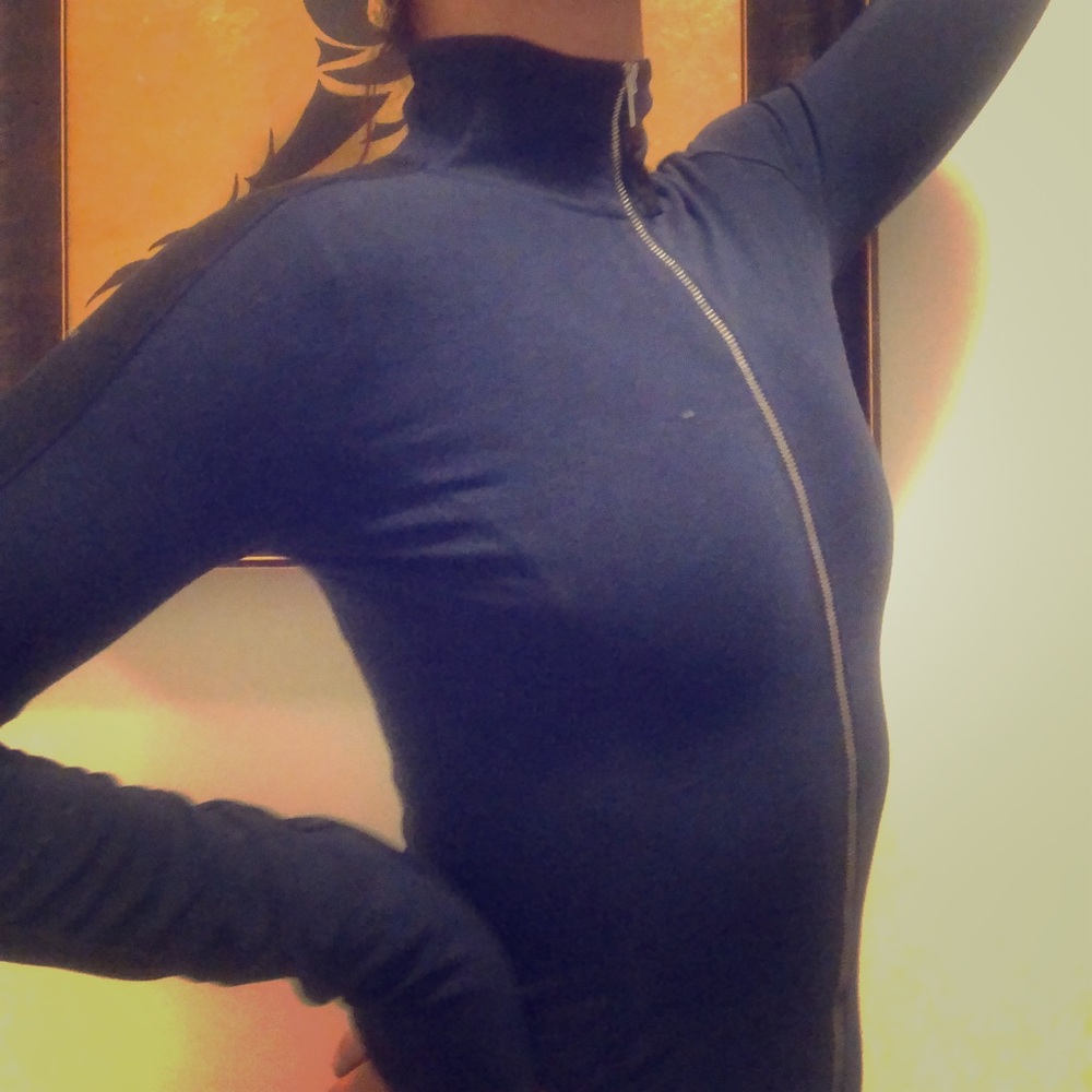 Babaton Navy Sport Zip Up Jacket - XXS